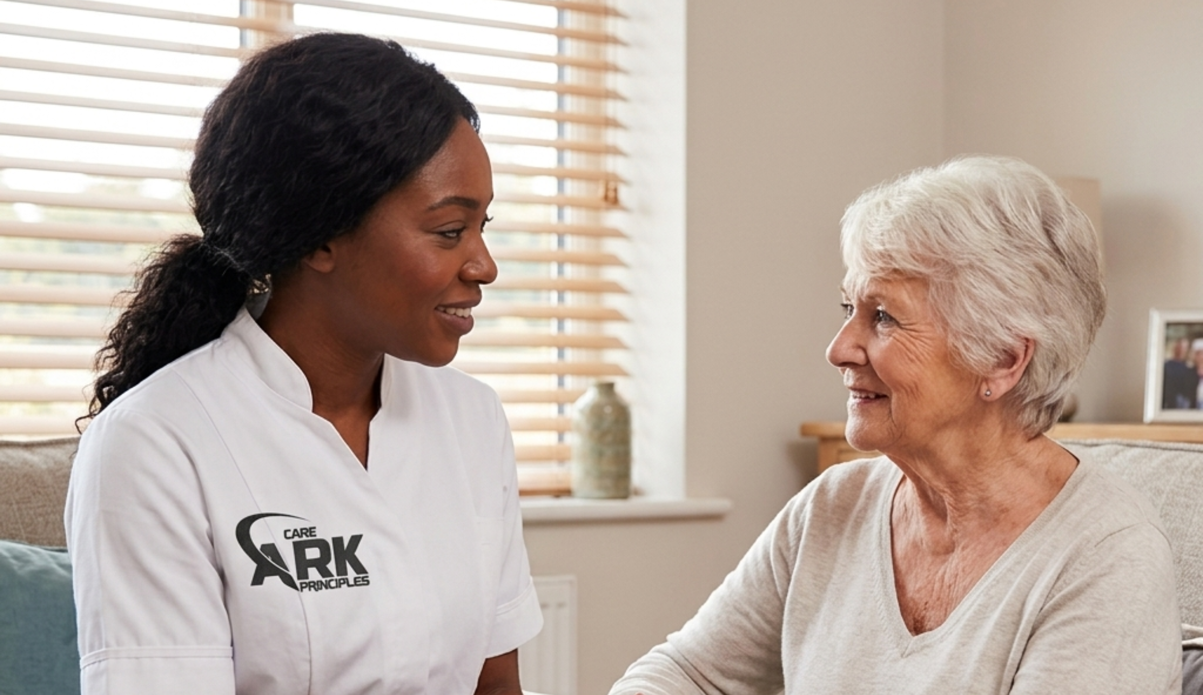Ark Care Principles carers with an elderly client at home in Stockton-on-Tees