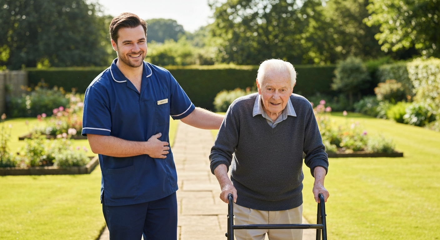 Ark Care Principles carer supporting a young adult to stay active and independent in the community