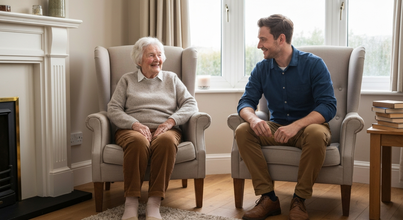 Happy client receiving home care from Ark Care Principles in Stockton-on-Tees