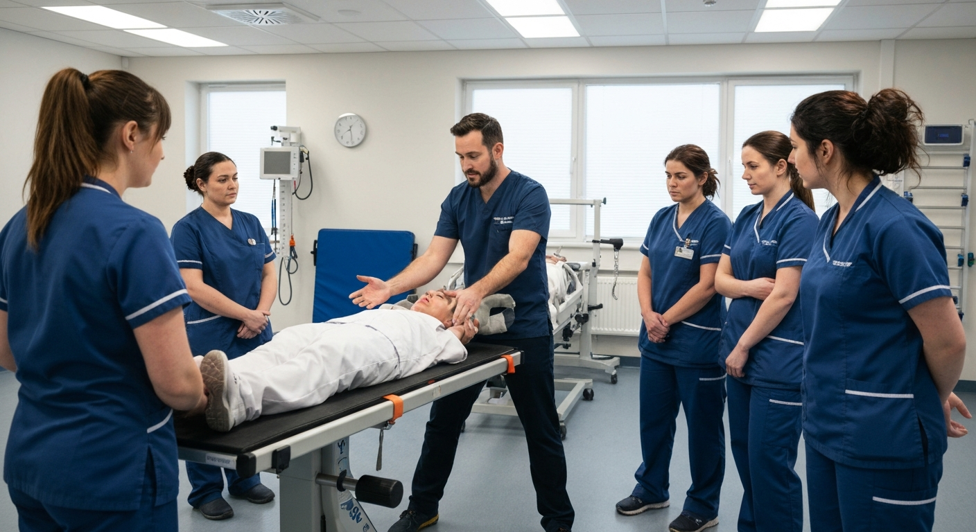 Ark Care Principles trainer demonstrating a practical care skill during a hands-on training session